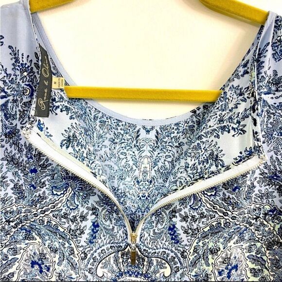Rose & Olive paisley blue blouse Med light blue/black - Picture 3 of 6